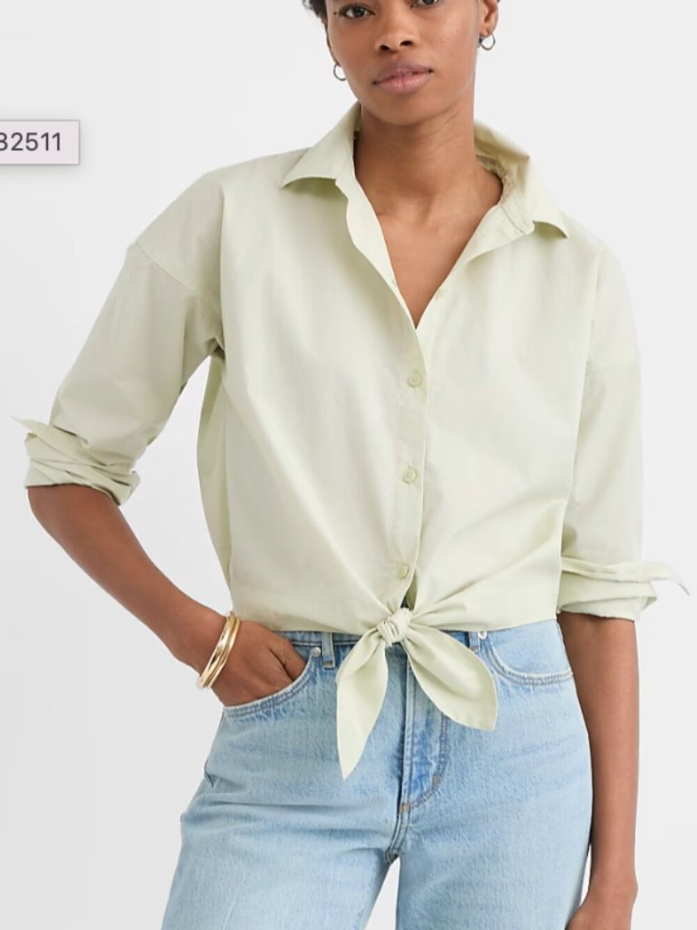 NWT ~ Poplin Tie Front Everyday Shirt ~ LOFT Size L
